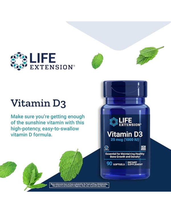 LIFE EXTENSION Vitamin D3 25 mcg (1,000 IU) - Image 2