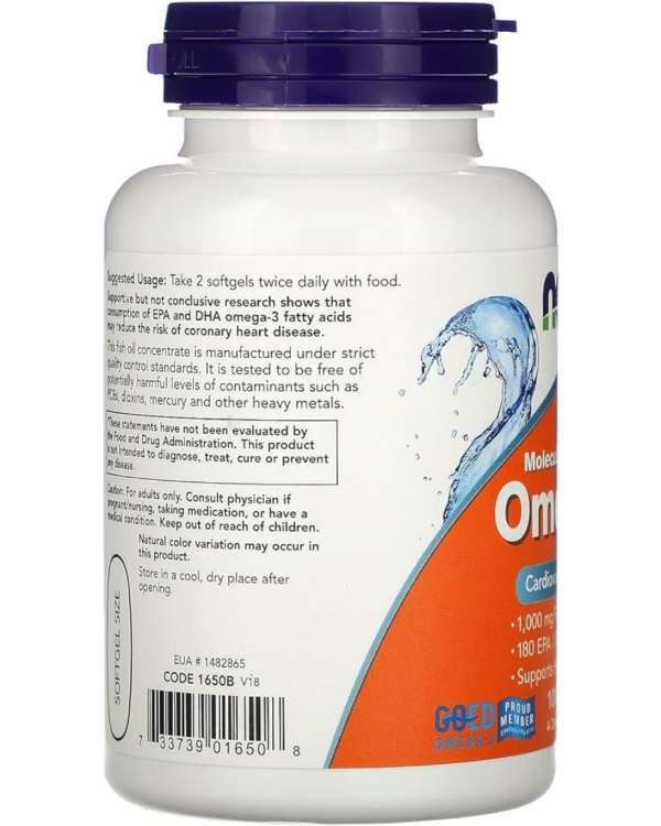 NOW FOODS Omega-3 Fish Oil 180 EPA / 120 DHA - Image 2